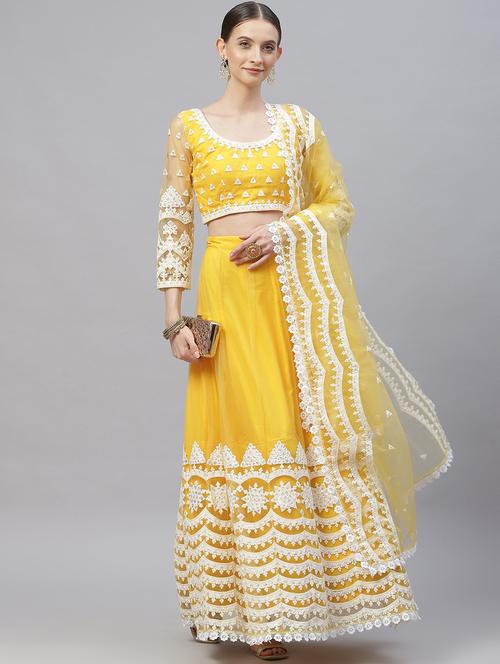 lehenga choli and dupatta with embroidery work - 18518618 - Very Small Image - 1