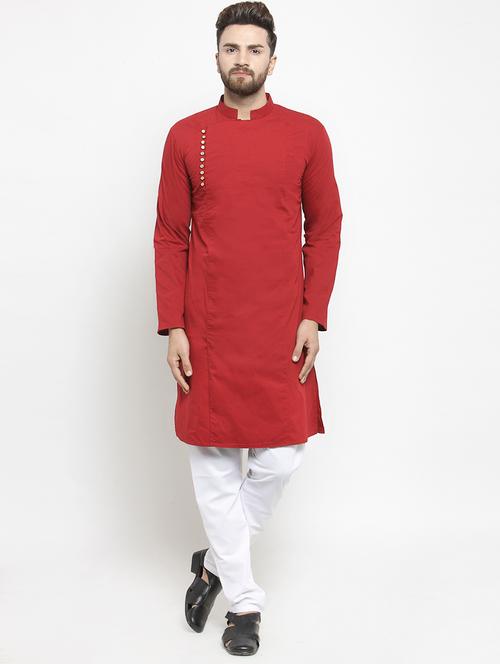 red solid long kurta - 18518765 - Very Small Image - 1