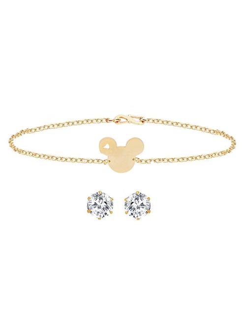 gold plated link bracelet with stud earing  - 18518855 - Very Small Image - 1