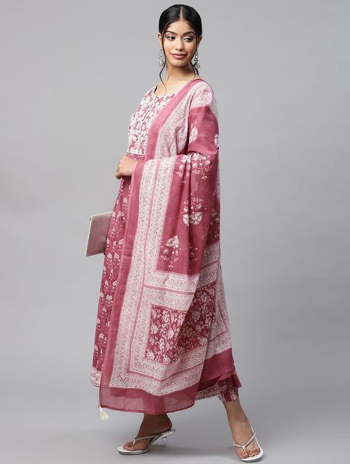 women three quarter sleeve kurta pant with dupatta set - 18518893 - Very Small Image - 1