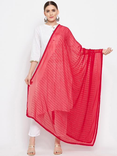 red poly chiffon dupatta - 18519270 - Very Small Image - 1