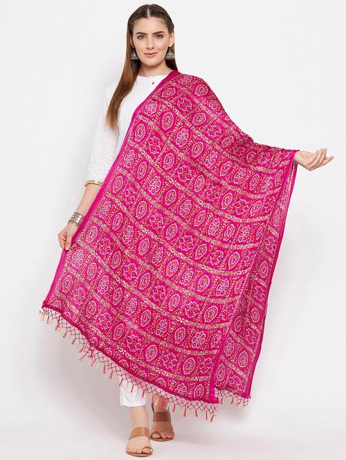 pink bandhani dupatta - 18519318 - Very Small Image - 1