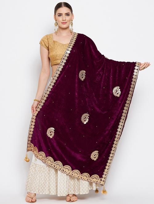gotta patti velvet dupatta - 18519333 - Very Small Image - 1
