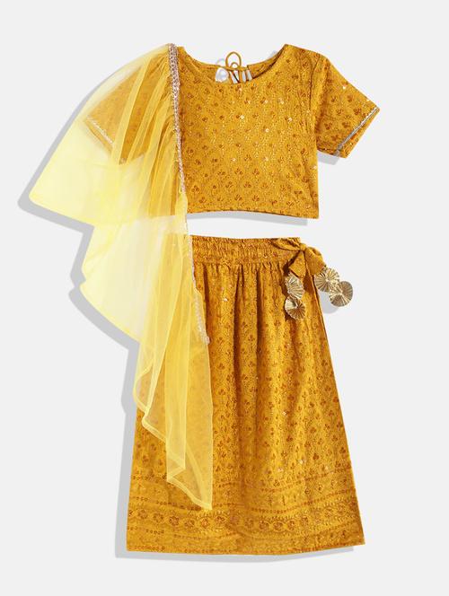 girls embroidered lehnga choli with dupatta - 18519485 - Very Small Image - 1