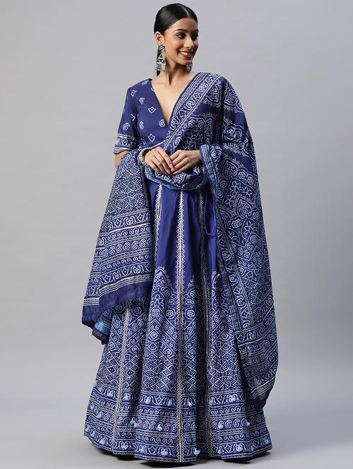  printed lehenga and choli with gotta work and dupatta - 18519628 - Very Small Image - 1