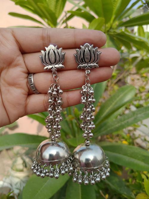 nityakshi oxidised silver plated kamal /  - 18519666 - Very Small Image - 1