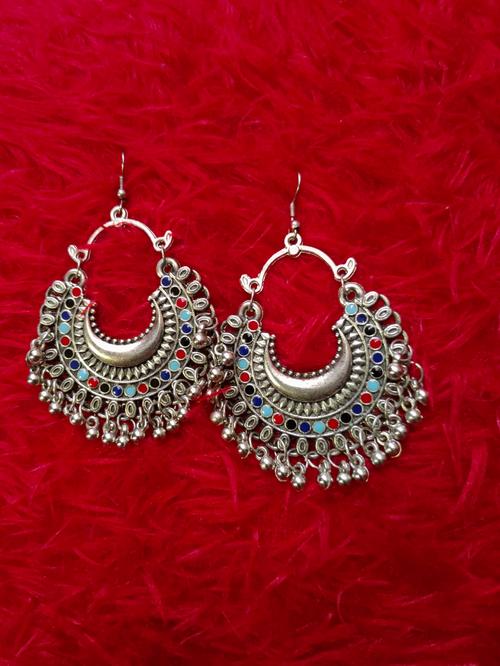 nityakshi multi meena work silver chandbali  - 18519716 - Very Small Image - 1