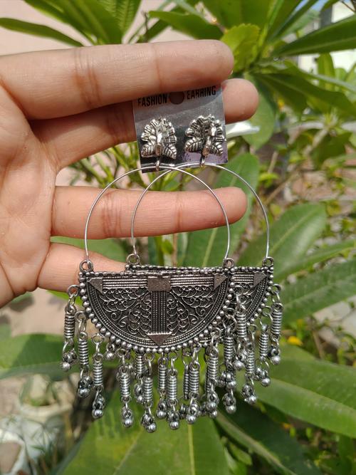 nityakshi oxidised silver chandbali earring  - 18519717 - Very Small Image - 1