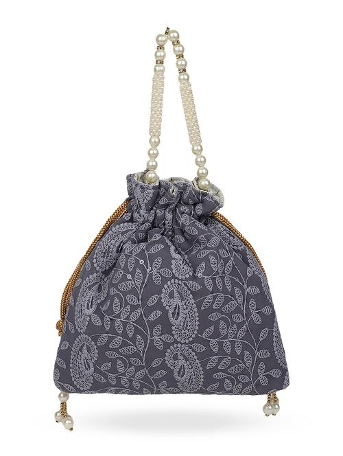 grey embroidered ethnic potli - 18519762 - Very Small Image - 1