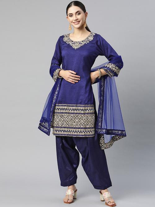 mirror work unstitched suit set - 18519789 - Very Small Image - 1