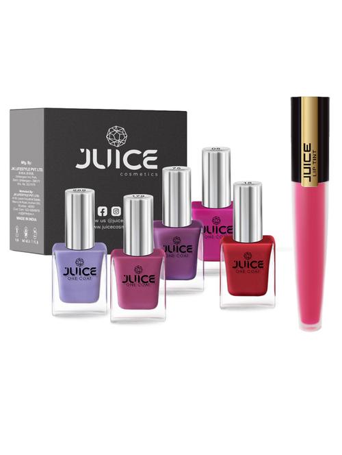 juice nail paint rose bonbon-5 tickle me pink-15 pearly lavender-75 pink rose-179 pearly flint-269, & liptint persian plum m-85 - 18519805 - Very Small Image - 1