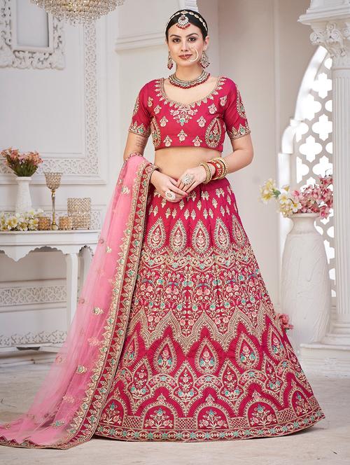 embroidered semi-stitched lehenga choli with dupatta - 18520164 - Very Small Image - 1