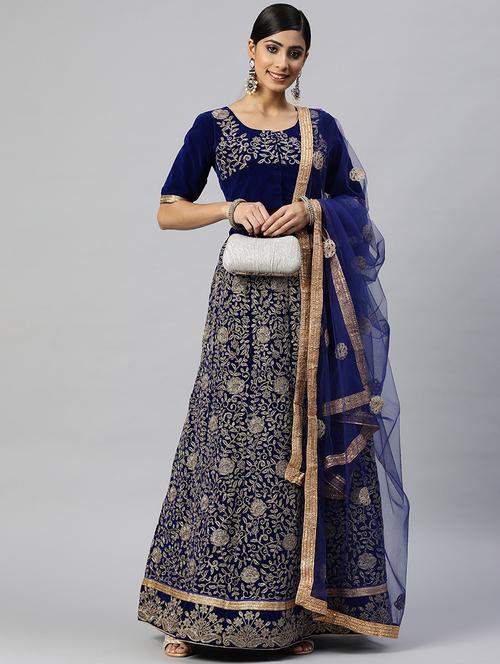 embroidered unstitched lehenga choli with dupatta - 18520191 - Very Small Image - 1