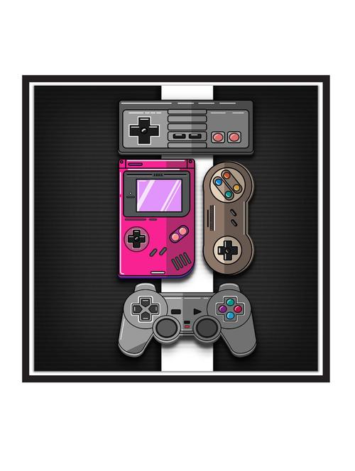 retro-gamer paper poster / sticker paper print  (12 inch x 12 inch, rolled) - 18522982 - Very Small Image - 1
