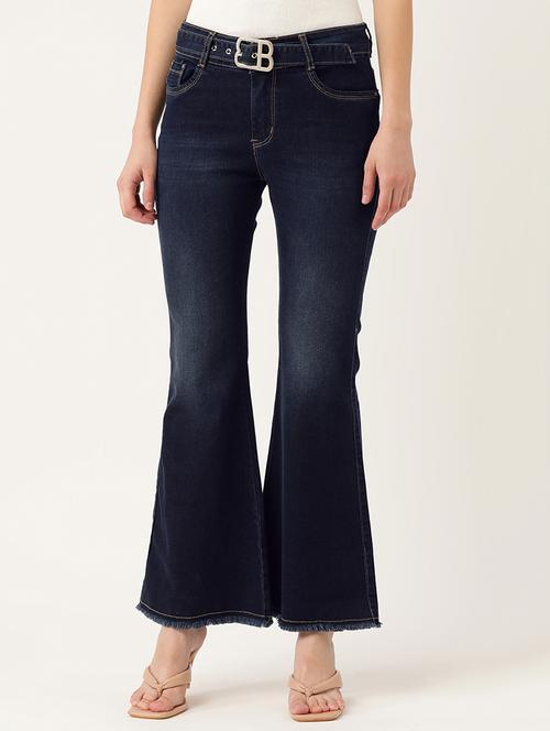 Women's Plain Bootcut Jeans - 18523691 - Very Small Image - 1