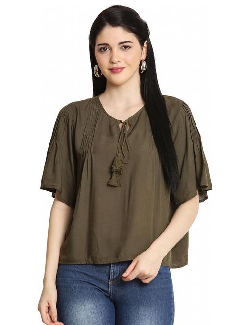 women's straight tie-up neck top - 18523983 - Very Small Image - 1