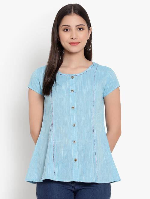 round neck solid a-line top - 18524389 - Very Small Image - 1