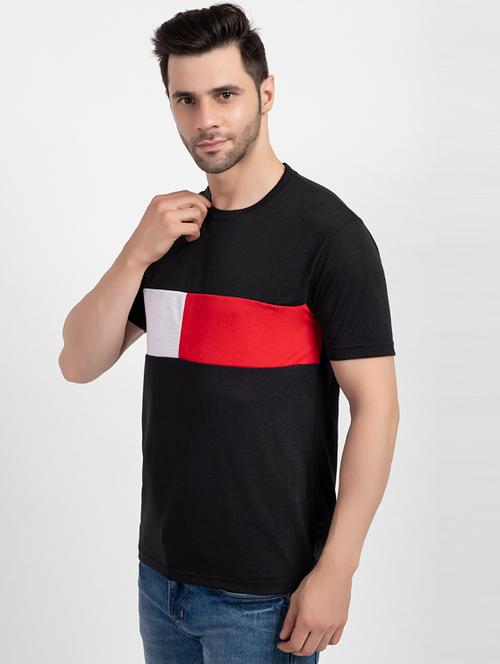 round neck color blocked  t-shirt - 18525236 - Very Small Image - 1