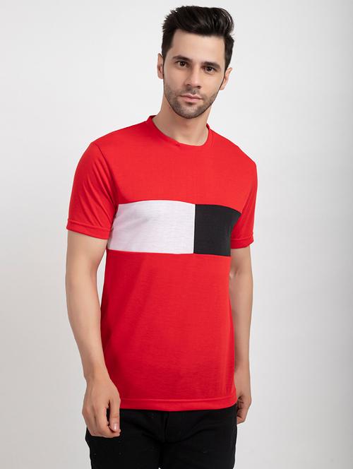 round neck color blocked  t-shirt - 18525240 - Very Small Image - 1