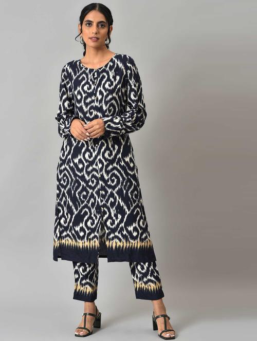 ikat print kurta pant set - 18525467 - Very Small Image - 1