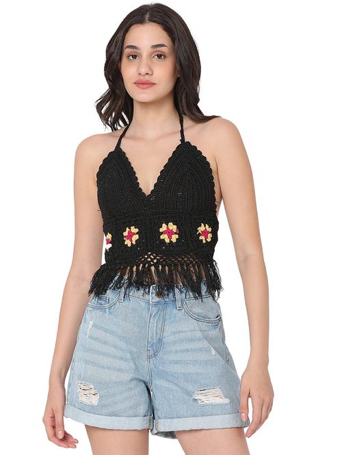 tie back crochet crop top - 18526224 - Very Small Image - 1