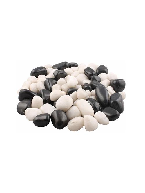 stone natural river pebbles for indoor outdoor garden & aquarium decoration (black&white, 10kg) - 18526661 - Very Small Image - 1