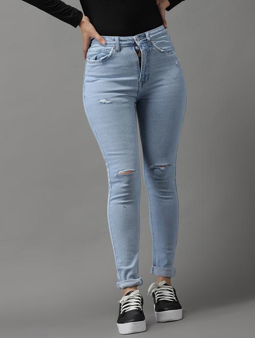 Women's Slash Knee Slim Fit Jeans - 18531075 - Very Small Image - 1