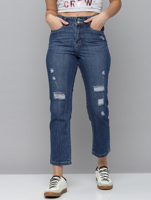 women's distress mom fit jeans - 18531097 - Very Small Image - 1