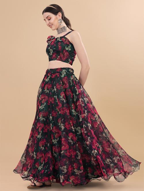 Floral Semi-stitched Lehenga And Choli With Dupatta - 18531216 - Very Small Image - 1