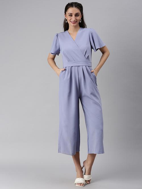 tie back solid full leg jumpsuit - 18531257 - Very Small Image - 1