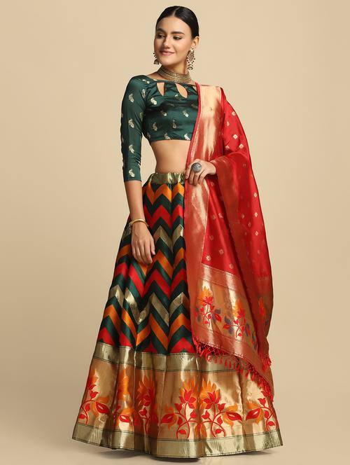 jacquard work semi-stitched lehenga choli with dupatta - 18531598 - Very Small Image - 1