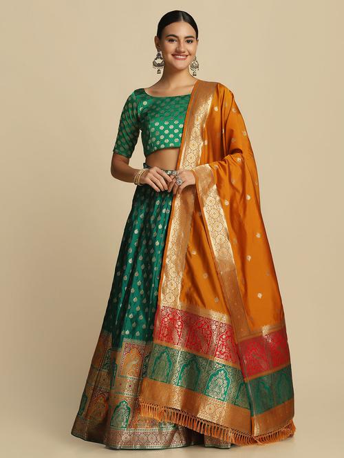 jacquard work semi-stitched lehenga choli with dupatta - 18531613 - Very Small Image - 1
