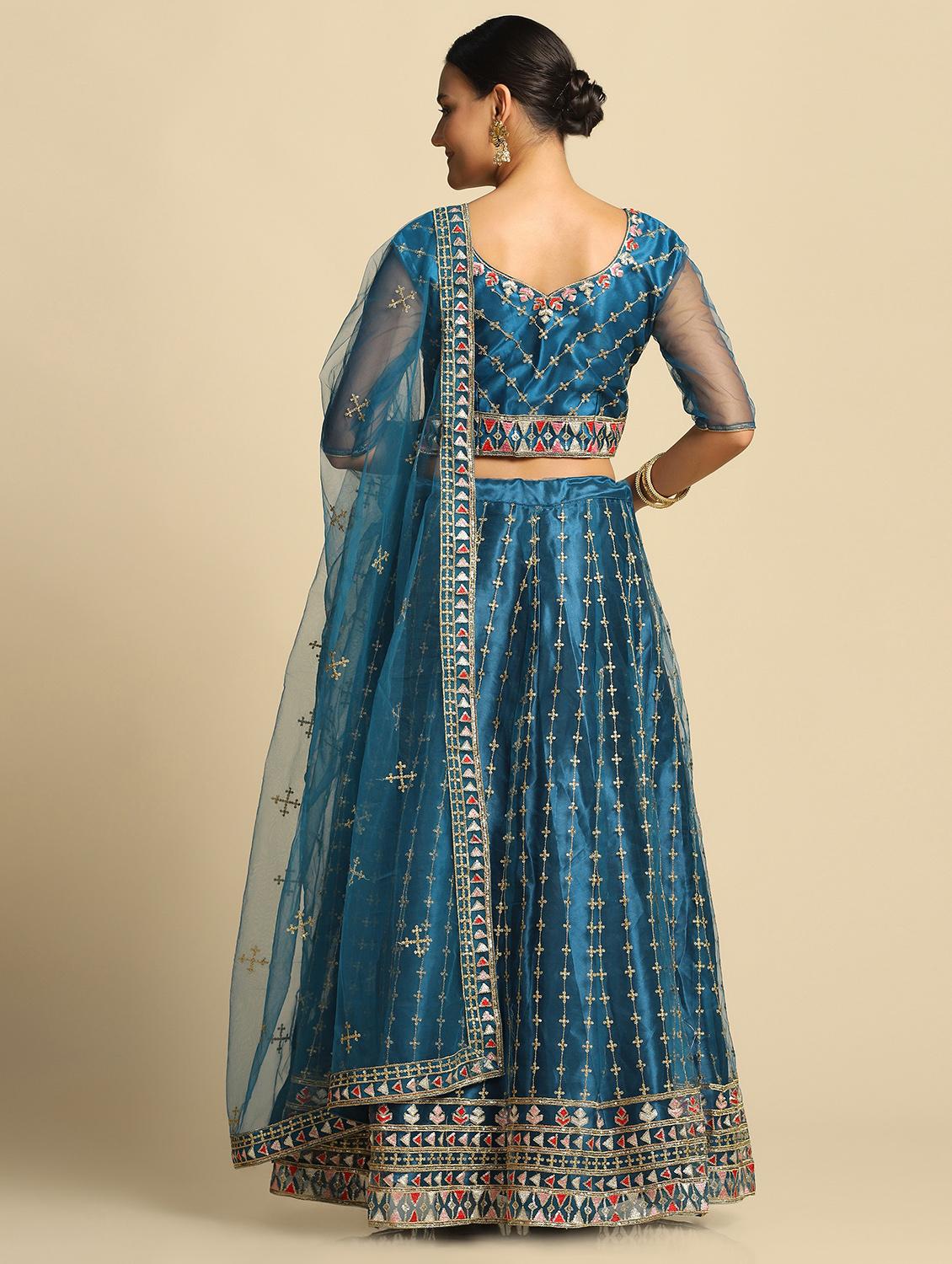 embroidered semi-stitched lehenga choli with dupatta - 18531616 - Standard Image - 3