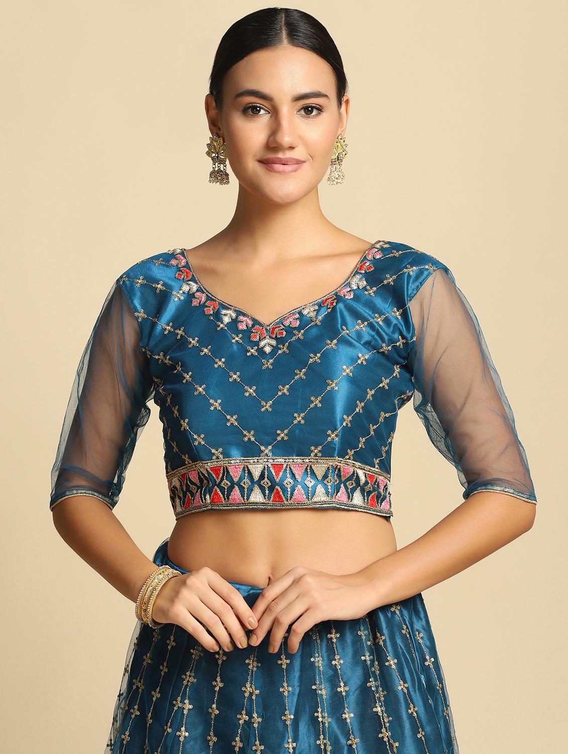 embroidered semi-stitched lehenga choli with dupatta - 18531616 - Zoom Image - 4