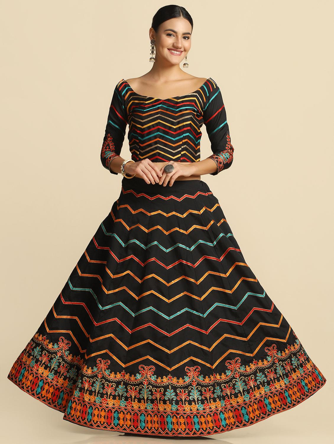 embroidered semi-stitched lehenga choli with dupatta - 18531620 - Standard Image - 2