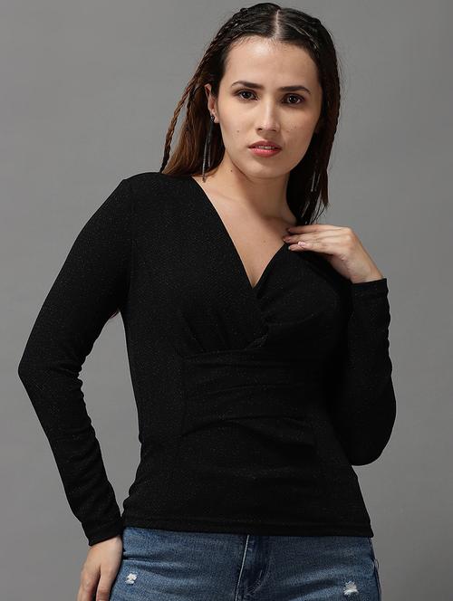 women's straight v neck top - 18532248 - Very Small Image - 1