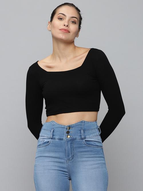 women's crop square neck top - 18532271 - Very Small Image - 1