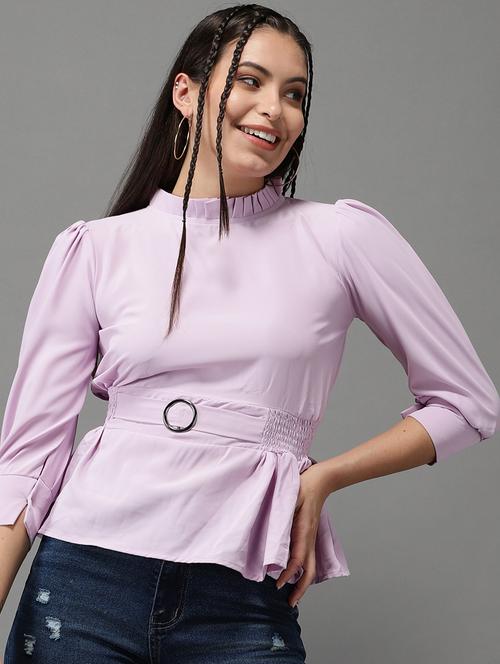 Women's Peplum Mock Neck Top - 18532277 - Very Small Image - 1