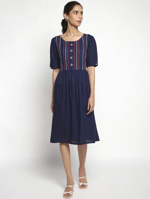 women's fit & flare knee length dress - 18532592 - Very Small Image - 1