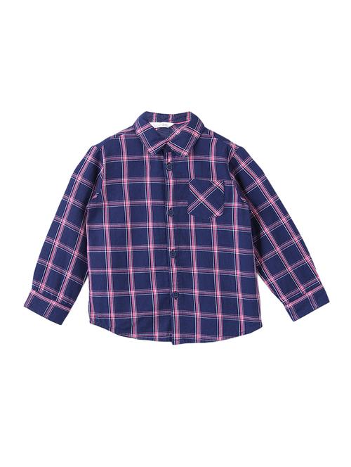 boys navy blue checkered shirt - 18533458 - Very Small Image - 1
