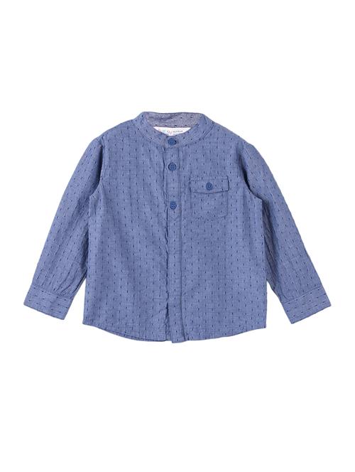 boys blue self design shirt - 18533459 - Very Small Image - 1
