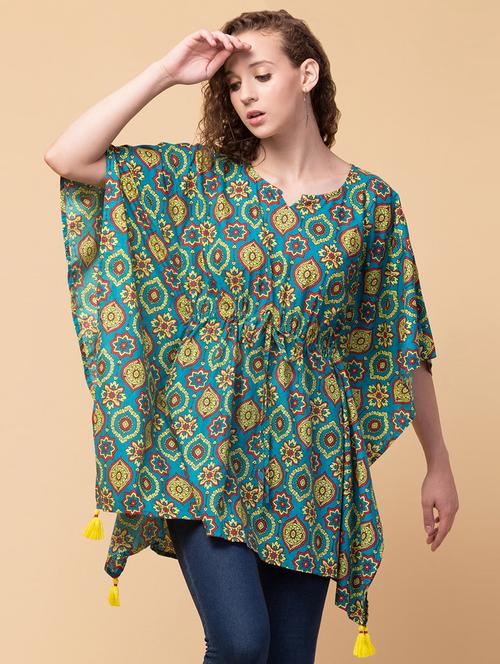 tie front tropical kaftan tunic  - 18533936 - Very Small Image - 1