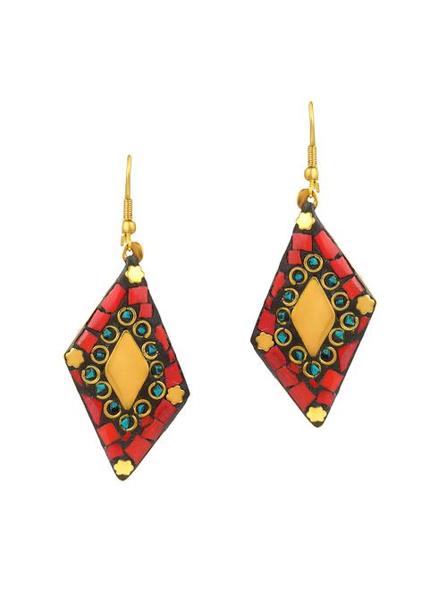 multi colored brass drop earring - 18534147 - Very Small Image - 1