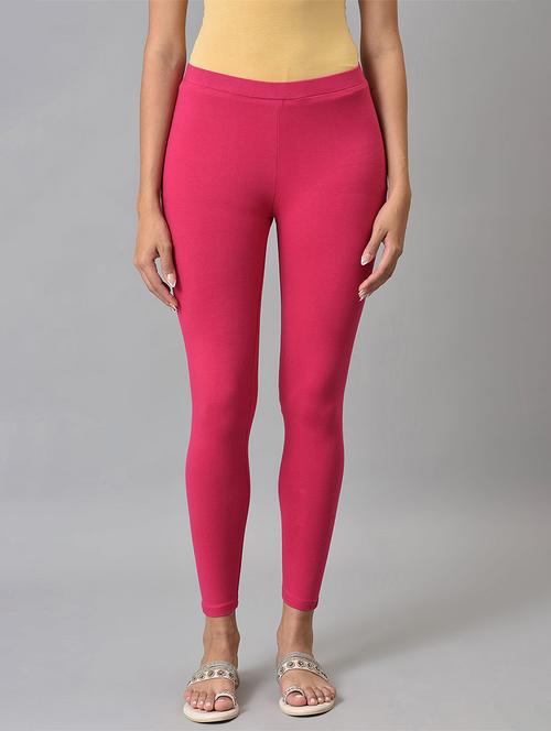 pink solid full length jeggings - 18535022 - Very Small Image - 1