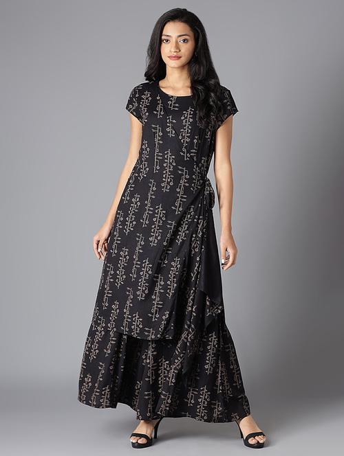 black printed ethnic dress - 18535605 - Very Small Image - 1