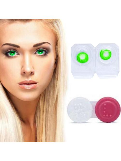 monthly green colored 0 power contact lenses for eyes men and women with lens case - 18537982 - Very Small Image - 1