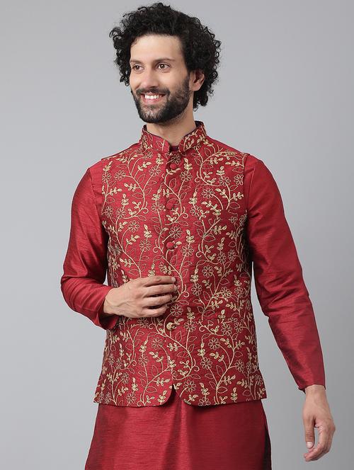 self designed sleeveless nehru jacket - 18538256 - Very Small Image - 1