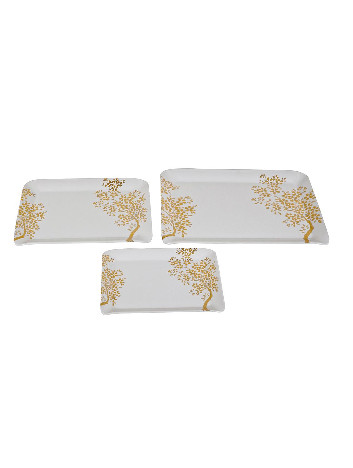 cdi set of 3 white & yellow printed melamine tray set - 18538327 - Standard Image - 4