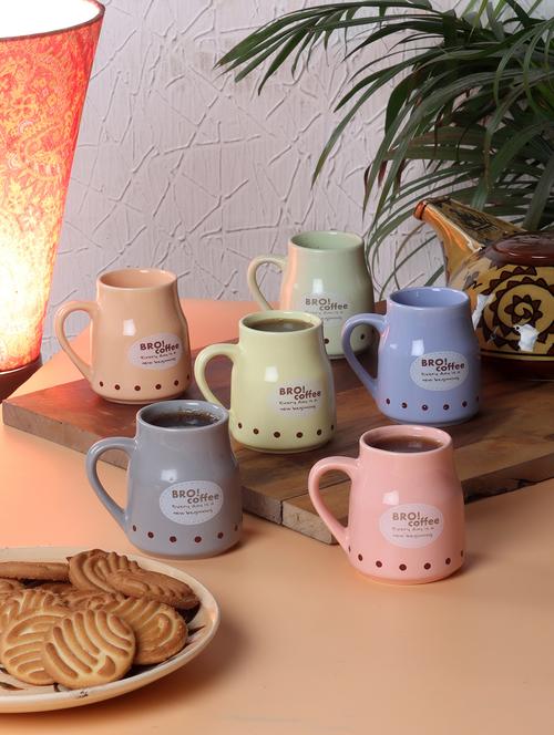 cdi bottle shaped multi coloured quoted tea cups set of 6 - 18538354 - Very Small Image - 1