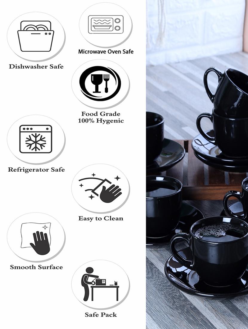 cdi set of 12 black solid ceramic glossy cups and saucers - 18538358 - Zoom Image - 7